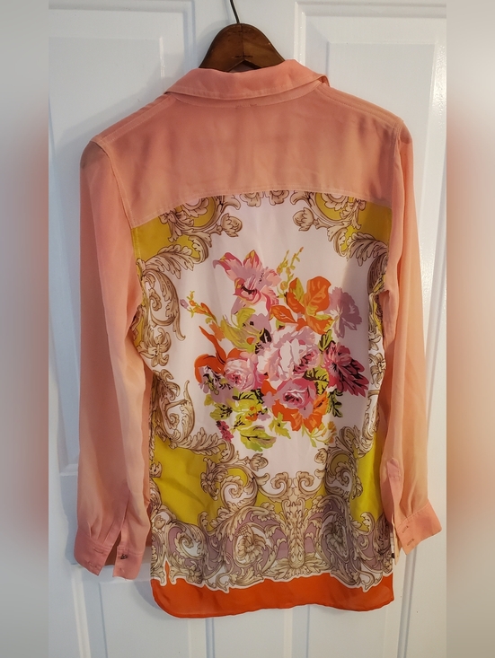Aratta Silent Journey Tops - Light Peach Button-Down Blouse Sample Piece